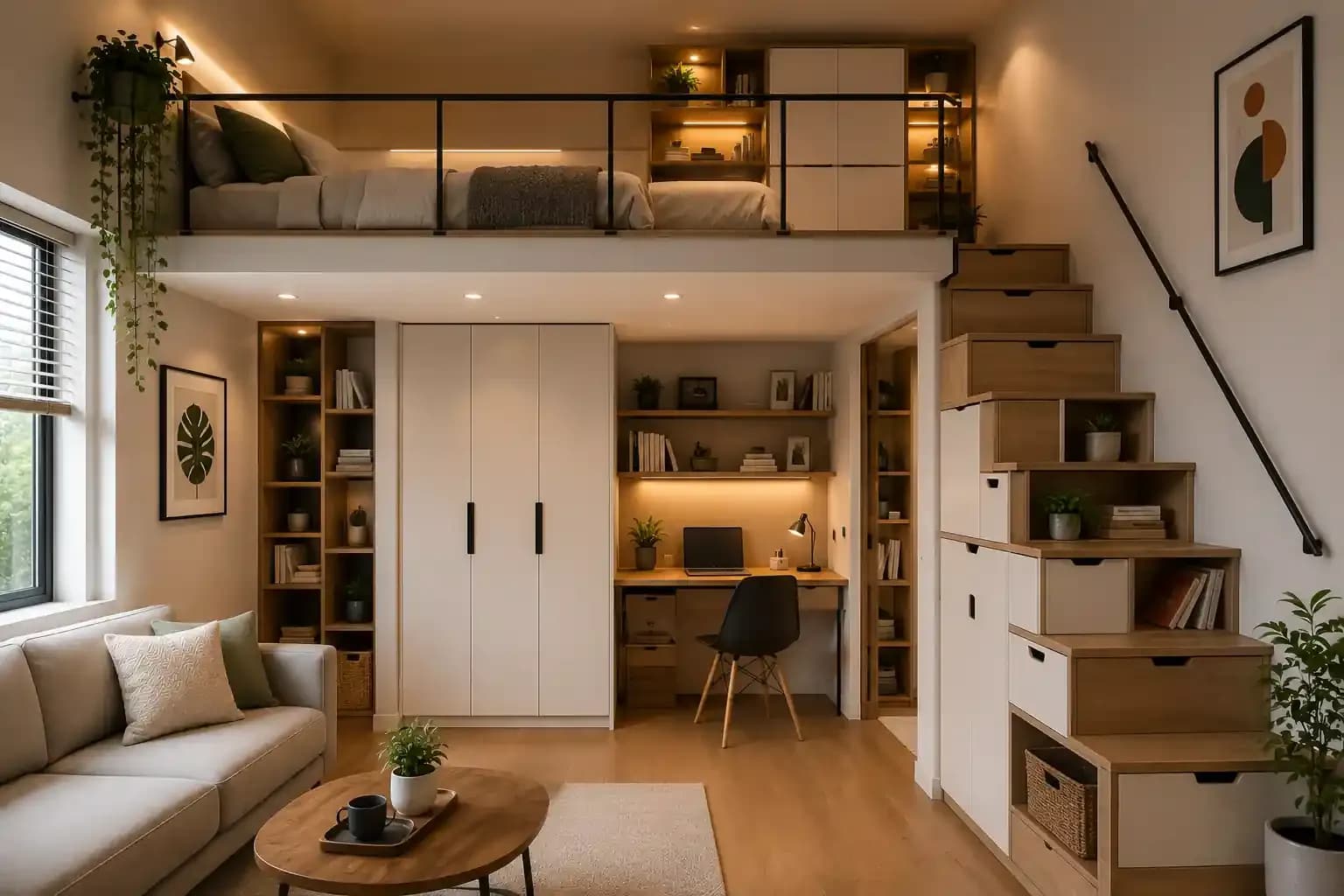 Loft Design ideas - Solving the storage space puzzle in its own unique way